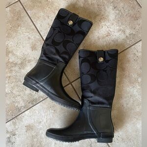 Black Knee-High raining Boots